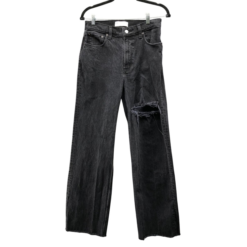Abercrombie & Fitch 90s Relaxed Jean High Rise Womens 26 /‎ 2 Black Distressed
